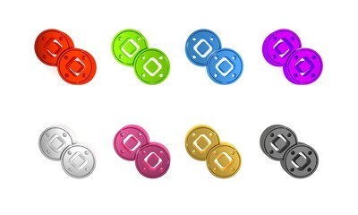 Poster - Colorful Jewish coin icon isolated on white background. Currency symbol. Minimalism concept. 3D render illustration