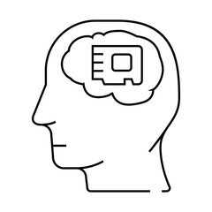 memory brain line icon vector. memory brain sign. isolated contour symbol black illustration