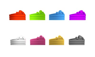 Poster - Colorful Cake icon isolated on white background. Happy Birthday. Minimalism concept. 3D render illustration