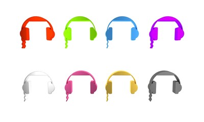 Sticker - Colorful Headphones icon isolated on white background. Earphones sign. Concept for listening to music, service, communication and operator. Minimalism concept. 3D render illustration