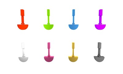 Sticker - Colorful Kitchen ladle icon isolated on white background. Cooking utensil. Cutlery spoon sign. Minimalism concept. 3D render illustration