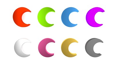 Sticker - Colorful Moon and stars icon isolated on white background. Minimalism concept. 3D render illustration