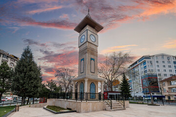 Wall Mural - The clock tower view at Azerbaijan Park in Kutahya. Kutahya is modern city in the Anatolia.