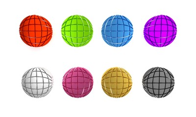 Wall Mural - Colorful Earth globe icon isolated on white background. World or Earth sign. Global internet symbol. Geometric shapes. Minimalism concept. 3D render illustration