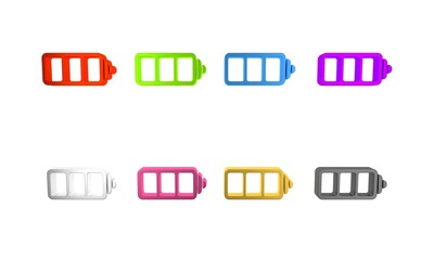 Sticker - Colorful Battery charge level indicator icon isolated on white background. Minimalism concept. 3D render illustration