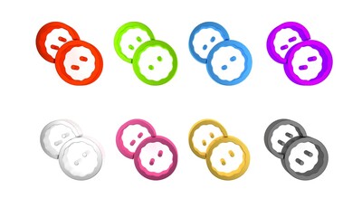 Sticker - Colorful Sewing button for clothes icon isolated on white background. Clothing buttons. Minimalism concept. 3D render illustration