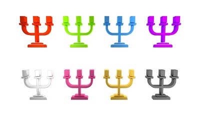 Sticker - Colorful Candlestick icon isolated on white background. Minimalism concept. 3D render illustration