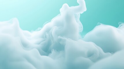 Wall Mural - A blue sky with white clouds and a white smoke cloud