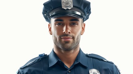 Poster - Police officer posing confidently against a plain background during a portrait session