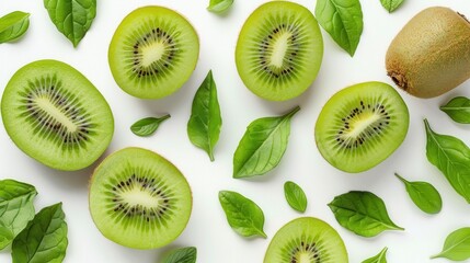 Seamless kiwi fruit cut slice  pattern background