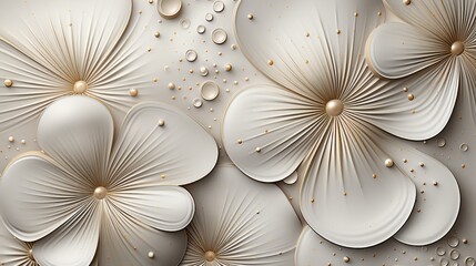 Wall Mural - Abstract Floral Pattern with Golden Accents