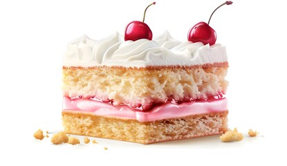 Wall Mural - Cherry Cake with Whipped Cream and Strawberry Jam