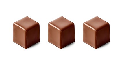 Canvas Print - Three Chocolate Cubes Isolated on White Background