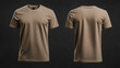 © pikshine - A tan-colored t-shirt, front and back view, white background, mockup template. Tan men's classic t-shirt