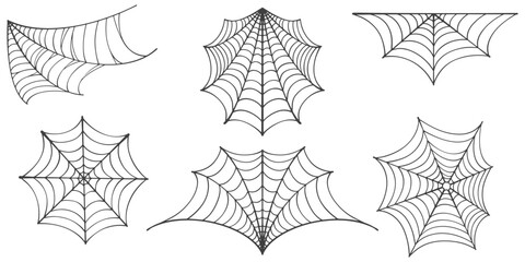 Wall Mural - vector set of spider web on white