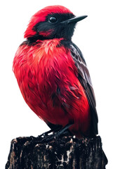 Canvas Print - PNG Vibrant red bird perched gracefully.