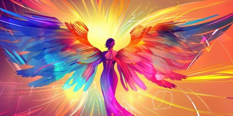 Wall Mural - Abstract art of a woman with wings.