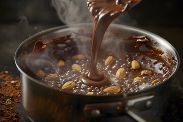 Wall Mural - Melting Chocolate with Almonds