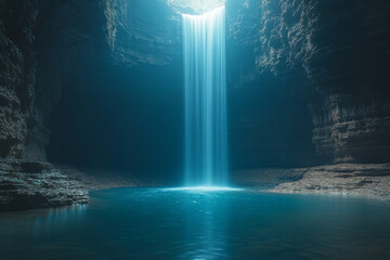 Poster - A deep, ancient cave where the whispers of the wild echo through the darkness, carried by the dripping of water,