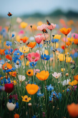 Poster - A meadow filled with wildflowers, where the whispers of the wild are carried by the bees and butterflies fluttering by,