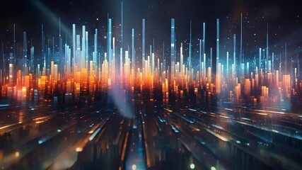 Wall Mural - Abstract visualization of algorithms transforming raw data into a digital