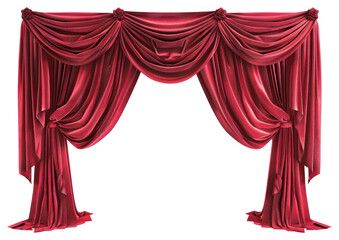 Poster - PNG Elegant red draped curtains