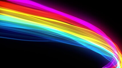 Wall Mural - streaming multicolored curved shape with a soft gradient abstract background. astral neon rainbows, 