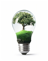 tree diorama in bulb isolated in white background, version 2