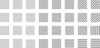 © samemen - ストライプ・ボーダー模様のベクターイラストセット　グレー　白黒　四角形　正方形　Striped and border pattern isolated illustration set.