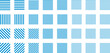 © samemen - ストライプ・ボーダー模様のベクターイラストセット　青　四角形　正方形　Striped and border pattern isolated illustration set.