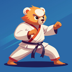 Wall Mural - cartoon illustration karate bear in kimono