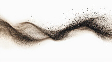 Wall Mural - Wave of dark small sand particles on white background. Generative AI.