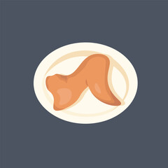 fried chicken wing in flat vector design.