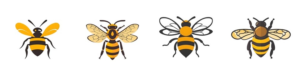 flat logo of bee logo cartoon vector icon illustration isolated on white background. Generative AI.