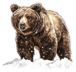 Wall Mural - PNG Realistic bear in snowy landscape