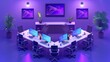 © racesy - Modern Office with Purple Lighting and Digital Art