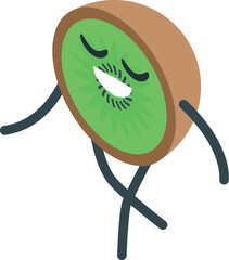 Canvas Print - Cartoon kiwi fruit character taking a walk and smiling