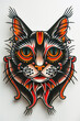 © whoopwhoops - cat tattoo, american Neo Traditional tattoo style, tattoo flash, white background