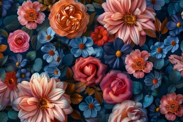 Sticker - A Floral Tapestry of Hues and Textures