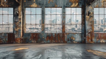 Poster - Urban View Through Rusted Windows