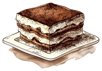 Poster - PNG Delicious layered dessert illustration