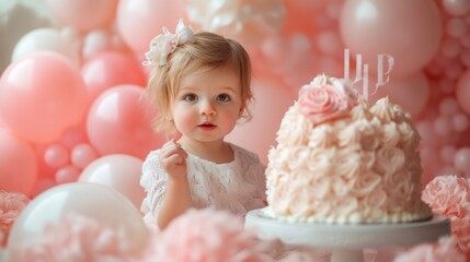 Wall Mural - She is holding a piece of cake in her hand