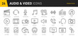 © iiierlok_xolms - Audio and Video web icons in line style. Cinema, speaker, online, picture, play button, music, collection. Vector illustration.