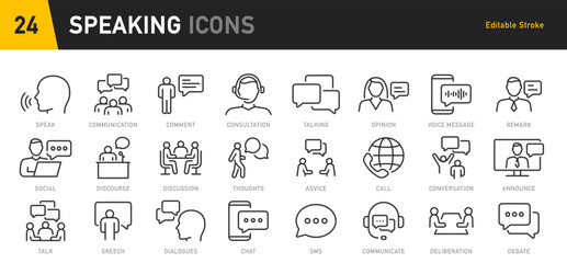 Wall Mural - speaking web icon in line style. chat, speech bubble, talking, point, chat, support, message, phone,