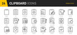 © iiierlok_xolms - Clipboard web icons in line style. Checklist, report, petition, survey, collection. Vector illustration.