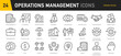 © iiierlok_xolms - Operations management web icons in line style. Logistics, business process, maintenance, supply chain, improvement, planning, collection. Vector illustration.