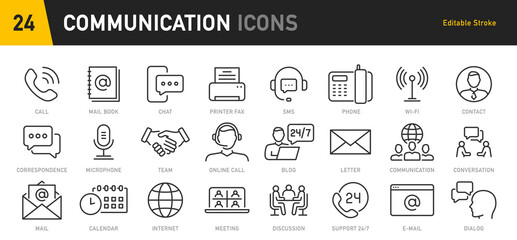 Wall Mural - communication web icon in line style. chat, speech bubble, talking, point, chat, support, message, p