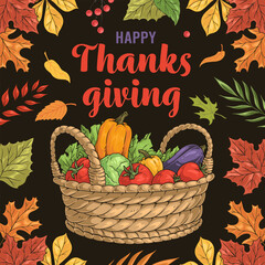 Sticker - Happy Thanks giving colorful poster