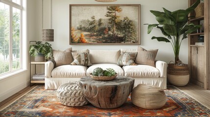 Wall Mural - Cozy Living Room with Rustic Touches