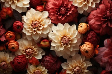 Sticker - Close-up of Delicate Blooms in Red and Beige